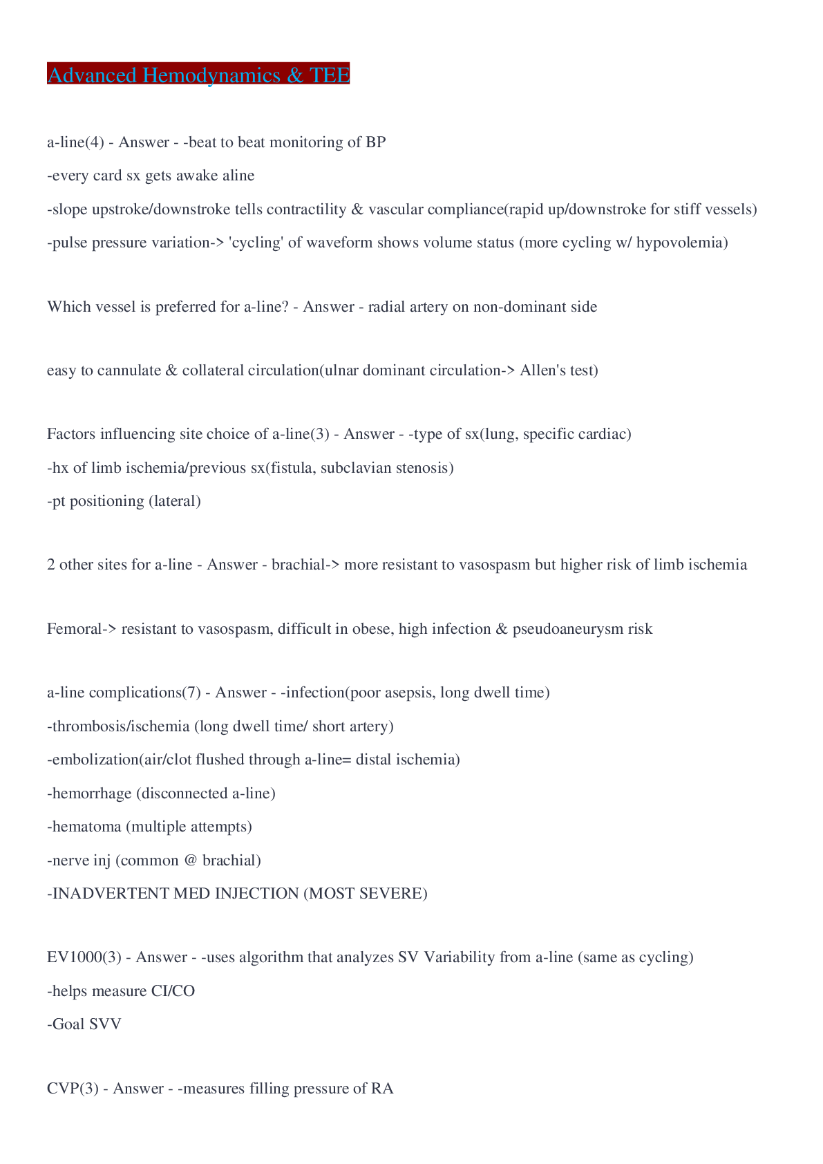 Preview image for Advanced Hemodynamics & TEE Questions And Answers 2022/2023